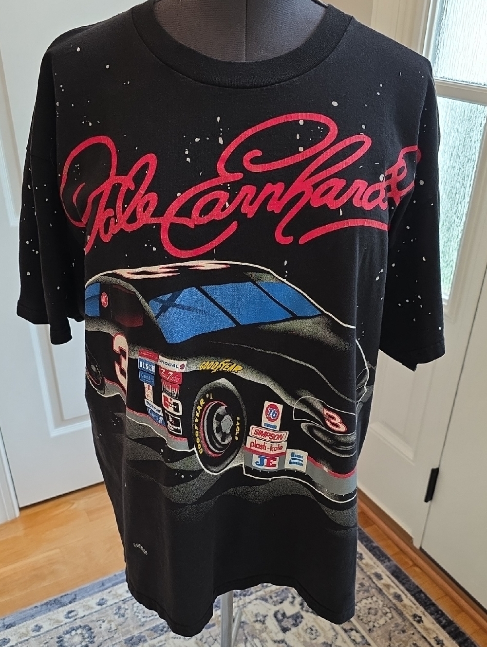 Vintage RARE Dale Earnhardt Racing Graphic Tee - Black with Red & Blue SIZE XL